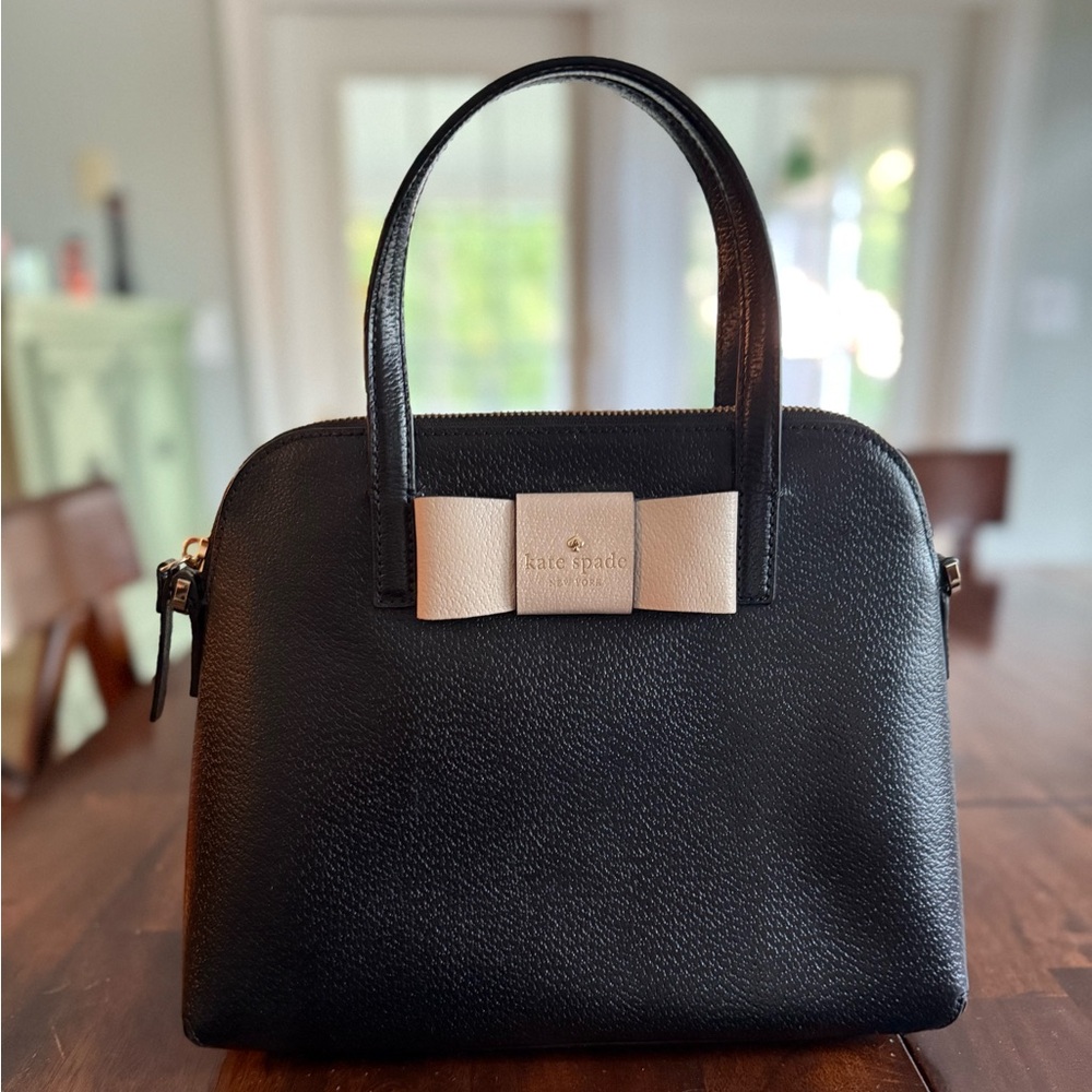 Kate Spade Black Satchel with Cream Accent